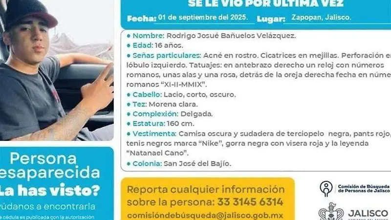 Ficha desaparición Rodrigo Bañuelos